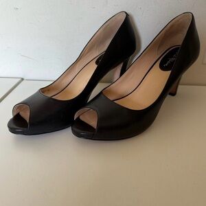 Cole Haan Black Leather Peep Toe High Heels Pumps Shoes Size 10